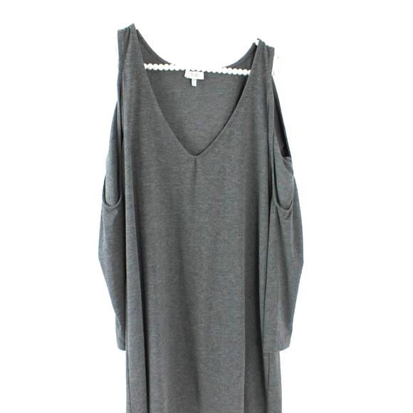 Tobi Women's Gray Midi Dress Cold Shoulder V-Neck Jersey Rayon Blend Size Small - Picture 1 of 6
